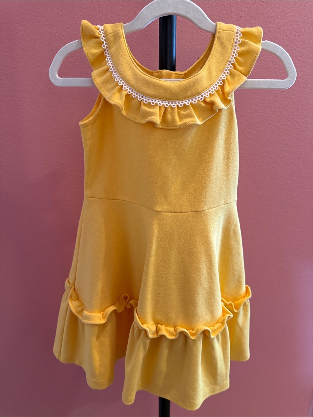 Janie and Jack Yellow Ruffle Dress with Lace Trim
